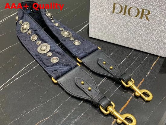 Dior Blue Multicolor Camouflage Fully Embroidered Strap Replica