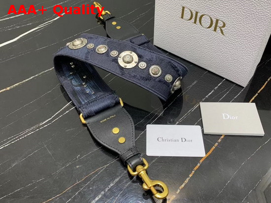 Dior Blue Multicolor Camouflage Fully Embroidered Strap Replica