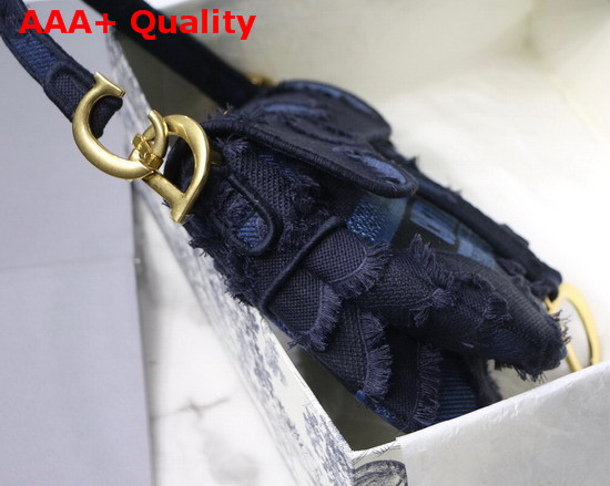 Dior Blue Saddle Camouflage Embroidered Canvas Bag Replica