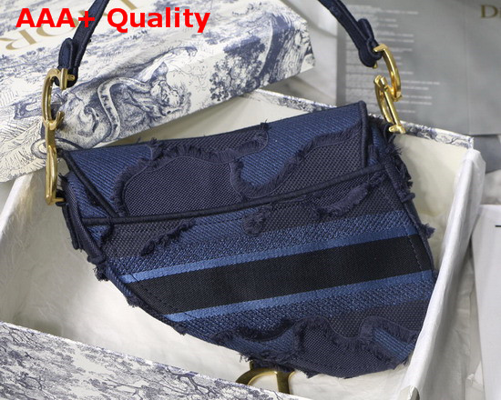 Dior Blue Saddle Camouflage Embroidered Canvas Bag Replica