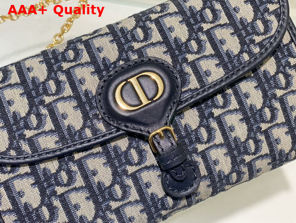 Dior Bobby East West Pouch with Chain Blue Dior Oblique Jacquard Replica