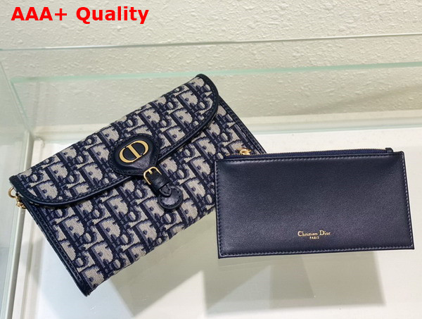 Dior Bobby East West Pouch with Chain Blue Dior Oblique Jacquard Replica