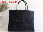 Dior Book Tote Bag in Black Croc Print Calfskin Replica