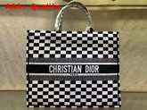 Dior Book Tote Bag in Black and White Embroidered Canvas Replica