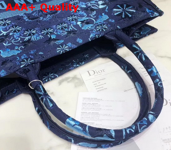 Dior Book Tote Bag in Blue Embroidered Canvas Replica