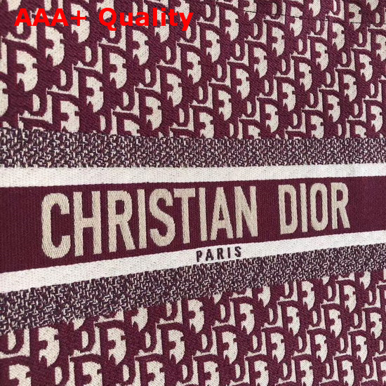 Dior Book Tote Bag in Burgundy Dior Oblique Embroidered Canvas Replica