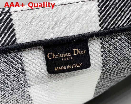 Dior Book Tote Bag in Embroidered Canvas Black and White Replica