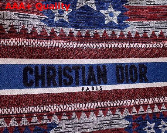 Dior Book Tote Bag in Embroidered Canvas with a Multicolored Stars and Stripes Motif Replica