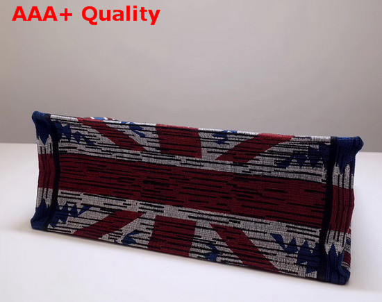 Dior Book Tote Bag in Embroidered Canvas with a Multicolored Union Jack Motif Replica