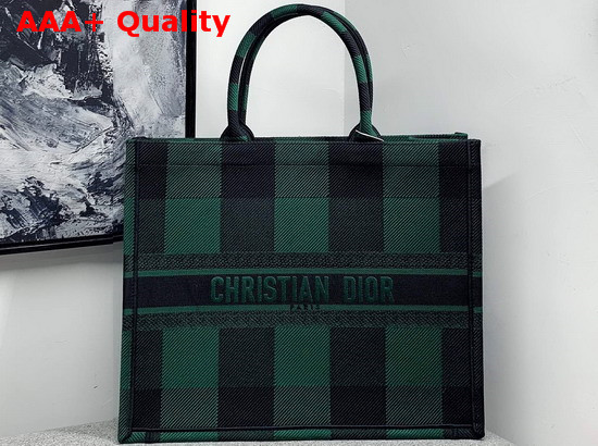 Dior Book Tote Bag in Green and Black Embroidered Canvas Replica