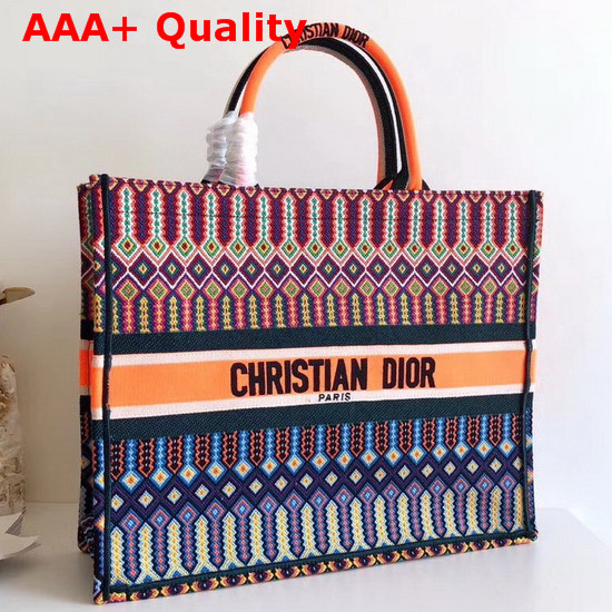 Dior Book Tote Bag in Multicolor Embroidered Canvas Replica