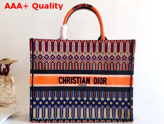 Dior Book Tote Bag in Multicolor Embroidered Canvas Replica