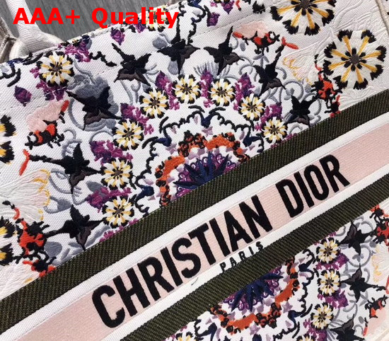 Dior Book Tote Bag in White Embroidered Canvas Replica