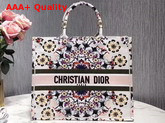 Dior Book Tote Bag in White Embroidered Canvas Replica