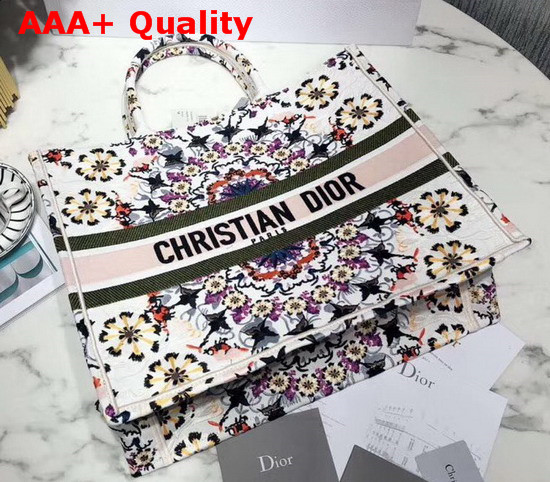 Dior Book Tote Bag in White Embroidered Canvas Replica