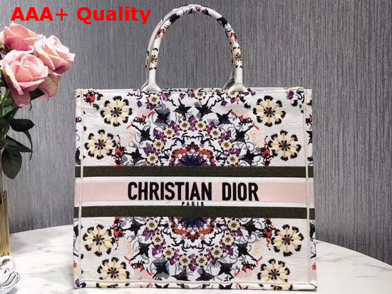 Dior Book Tote Bag in White Embroidered Canvas Replica