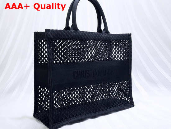 Dior Book Tote Black Mesh Embroidery Replica