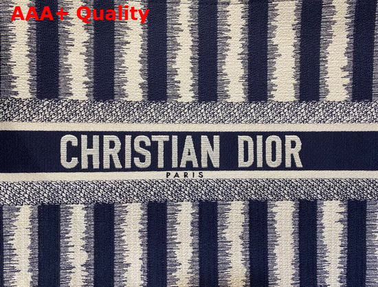 Dior Book Tote Blue D Stripes Embroidery Replica