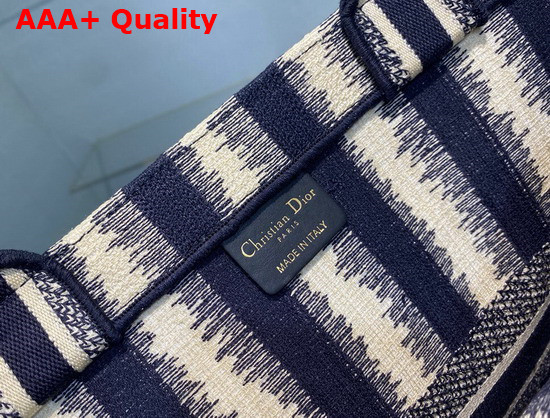 Dior Book Tote Blue D Stripes Embroidery Replica