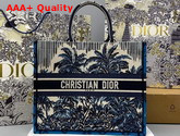 Dior Book Tote Blue Dior Palms Embroidery Replica