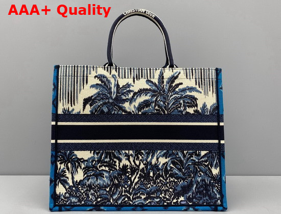 Dior Book Tote Blue Dior Palms Embroidery Replica