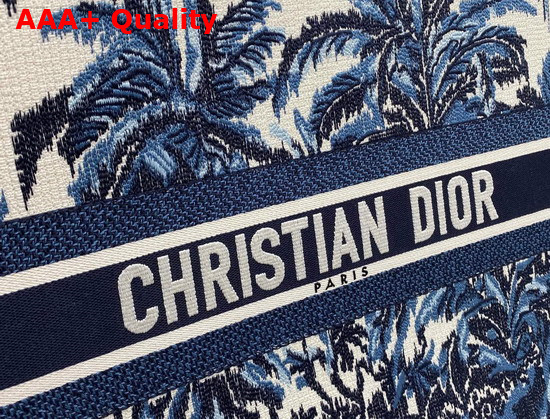 Dior Book Tote Blue Dior Palms Embroidery Replica