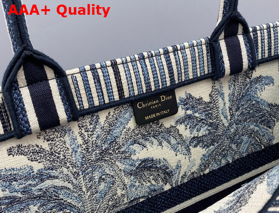 Dior Book Tote Blue Dior Palms Embroidery Replica