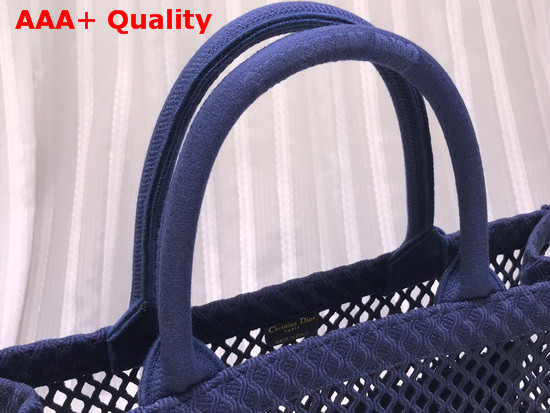 Dior Book Tote Blue Mesh Embroidery Replica