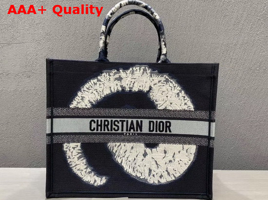 Dior Book Tote Blue Multicolor Tie and Dior Embroidery Replica