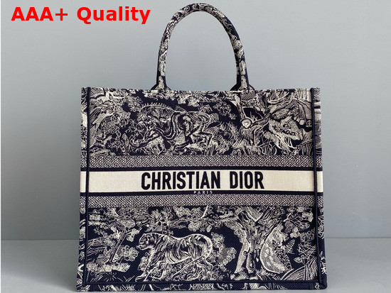 Dior Book Tote Blue Toile de Jouy Embroidery Replica