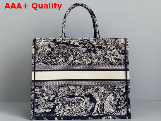 Dior Book Tote Blue Toile de Jouy Embroidery Replica