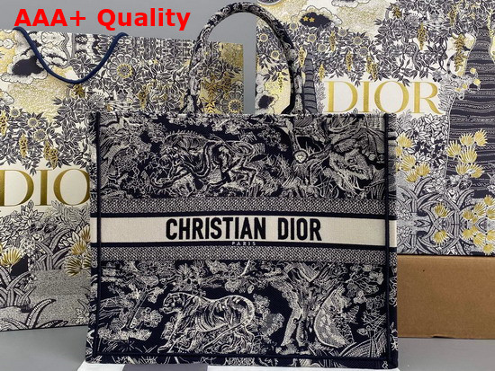 Dior Book Tote Blue Toile de Jouy Embroidery Replica