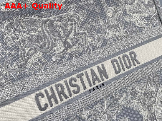 Dior Book Tote Gray Toile de Jouy Embroidery Replica