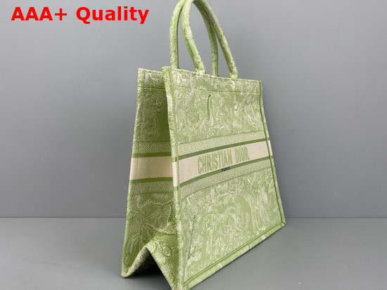 Dior Book Tote Green Toile de Jouy Reverse Embroidery Replica