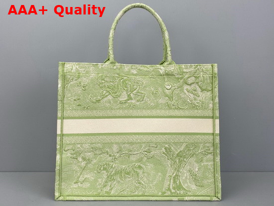 Dior Book Tote Green Toile de Jouy Reverse Embroidery Replica