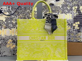 Dior Book Tote Lime Toile de Jouy Reverse Embroidery Replica