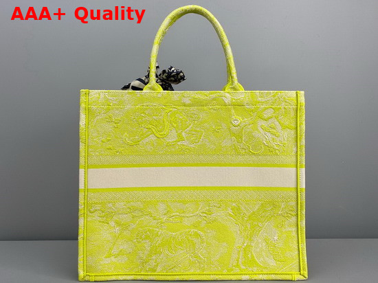 Dior Book Tote Lime Toile de Jouy Reverse Embroidery Replica