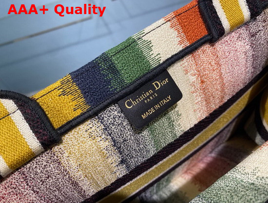 Dior Book Tote Multicolor D Stripes Embroidery Replica