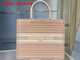 Dior Book Tote Multicolor Stripes Embroidery Replica