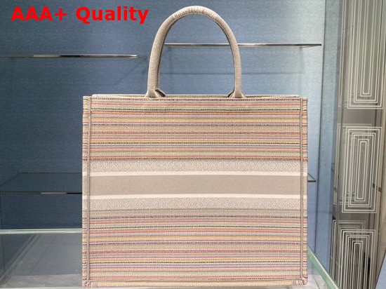 Dior Book Tote Multicolor Stripes Embroidery Replica