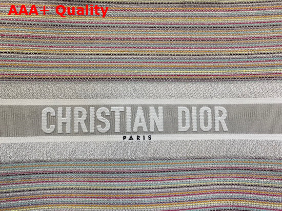 Dior Book Tote Multicolor Stripes Embroidery Replica