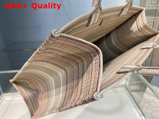 Dior Book Tote Multicolor Stripes Embroidery Replica