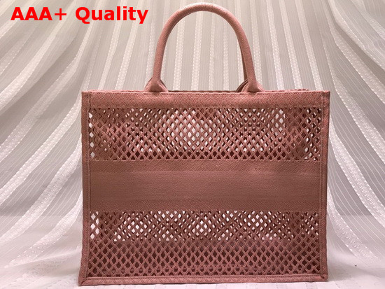 Dior Book Tote Pink Mesh Embroidery Replica