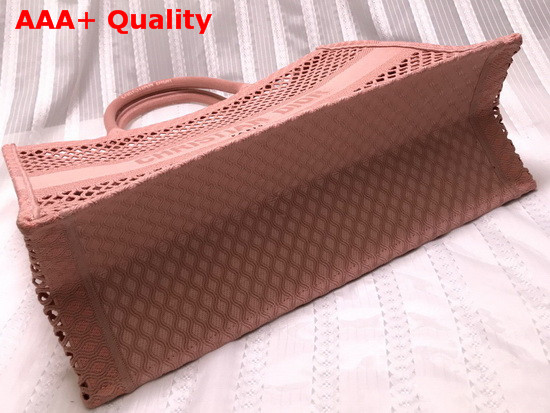 Dior Book Tote Pink Mesh Embroidery Replica