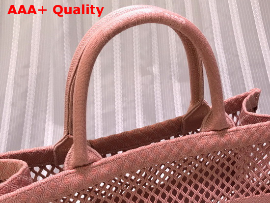 Dior Book Tote Pink Mesh Embroidery Replica