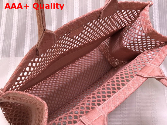 Dior Book Tote Pink Mesh Embroidery Replica