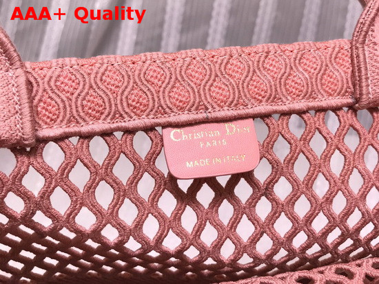 Dior Book Tote Pink Mesh Embroidery Replica