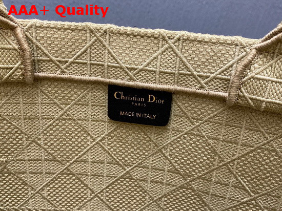 Dior Book Tote in Beige Cannage Embroidery Replica