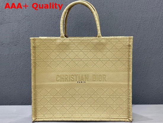 Dior Book Tote in Beige Cannage Embroidery Replica