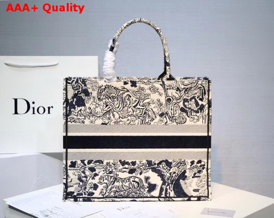 Dior Book Tote in Beige Embroidered Canvas Replica